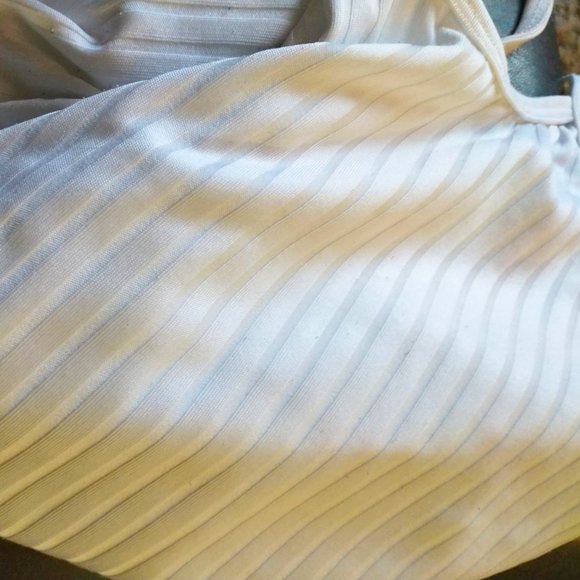 Vintage Y2K Long White Ribbed Slimming Tank Top - Picture 6 of 9